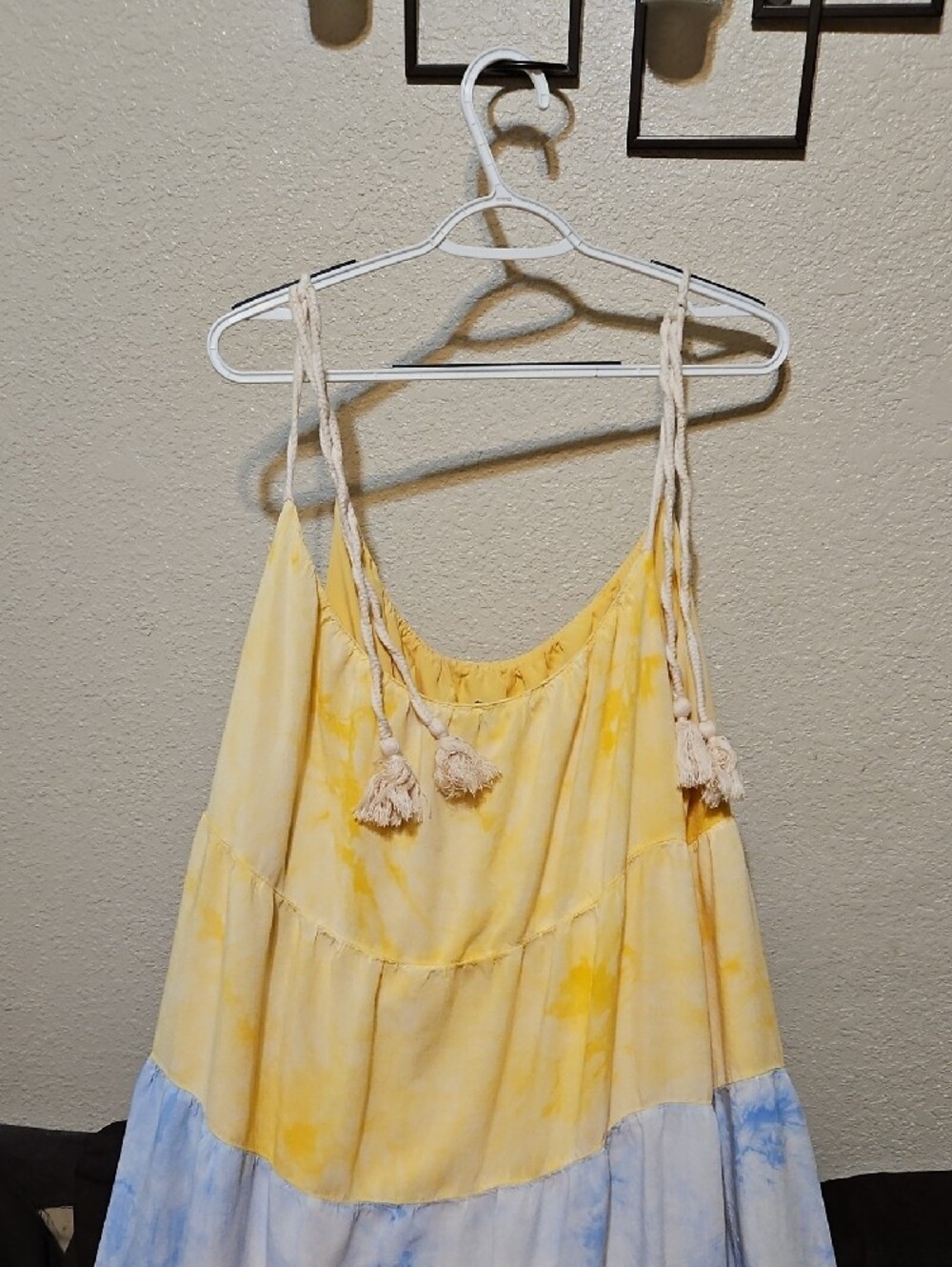 white birch Yellow Blue Pink Ombre Tiered Maxi Dress - Picture 5 of 7